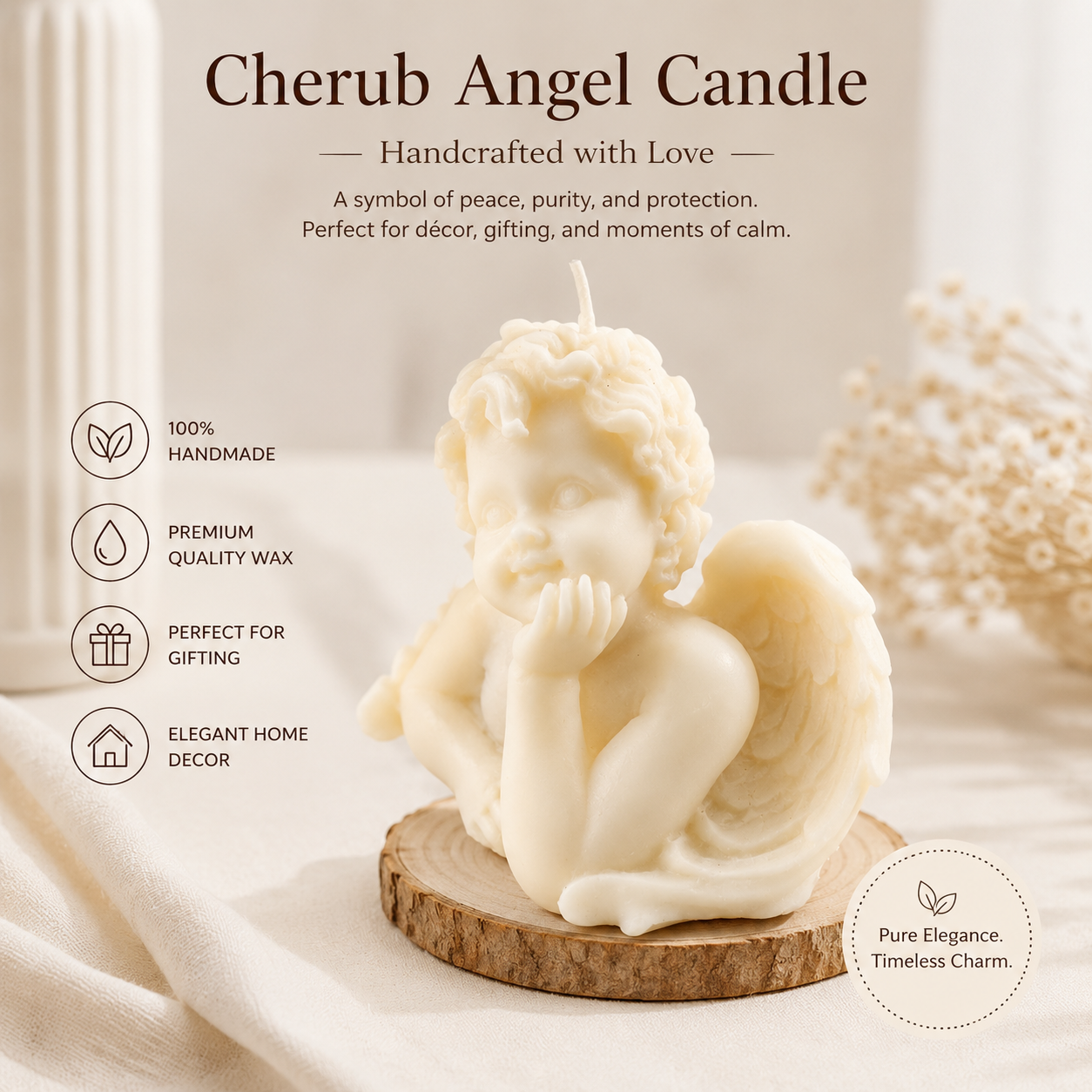 Cherub Angel Candle – Handcrafted Decorative Soy Wax Candle