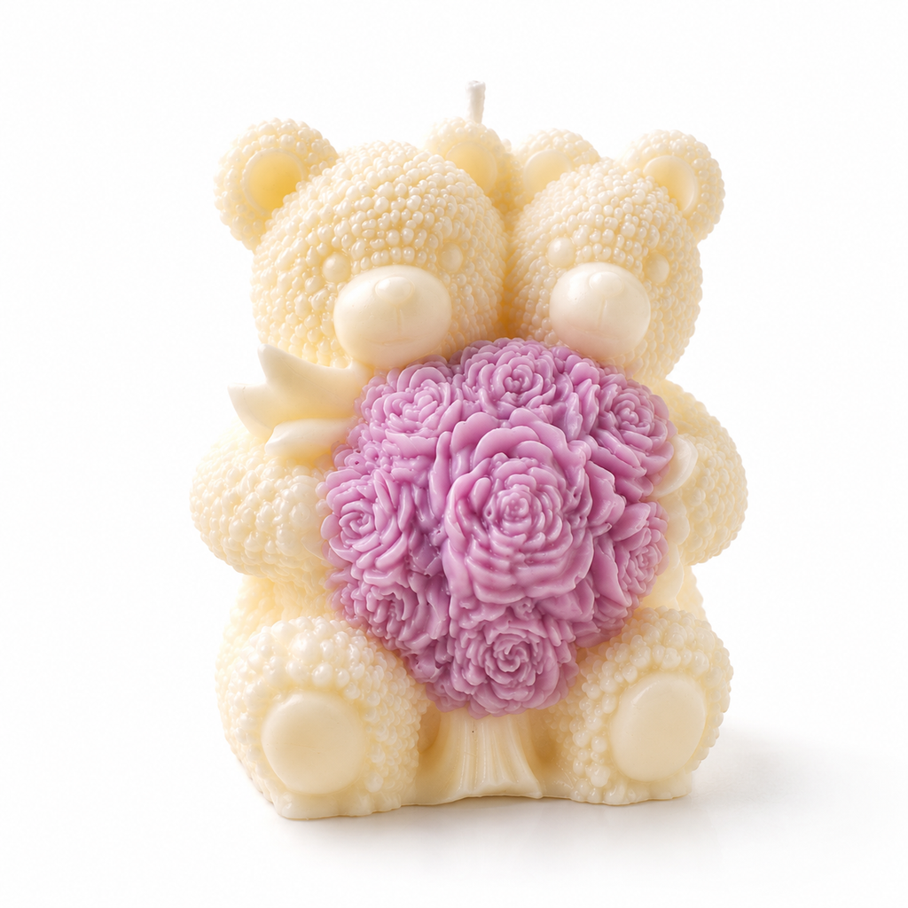 Teddy Bear Rose Candle – Handmade Decorative Gift Candle