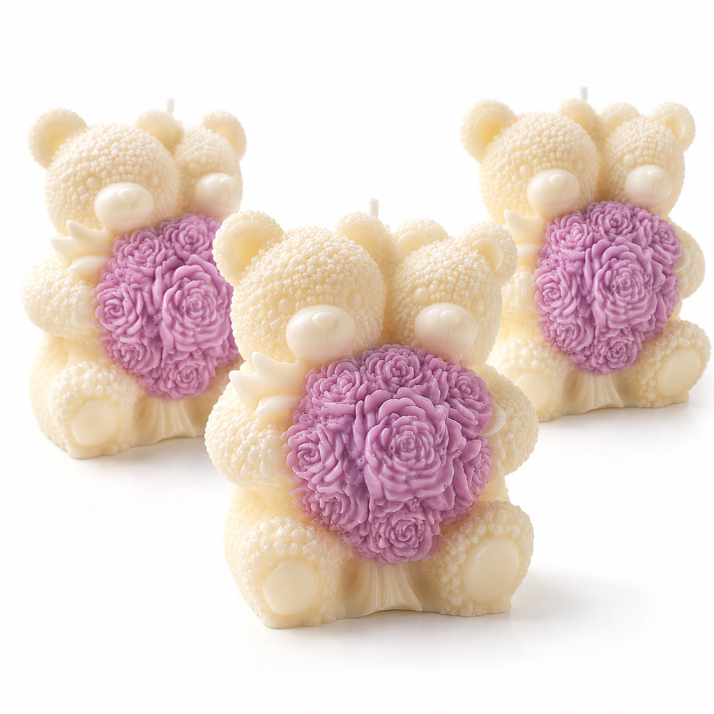 Teddy Bear Rose Candle – Handmade Decorative Gift Candle