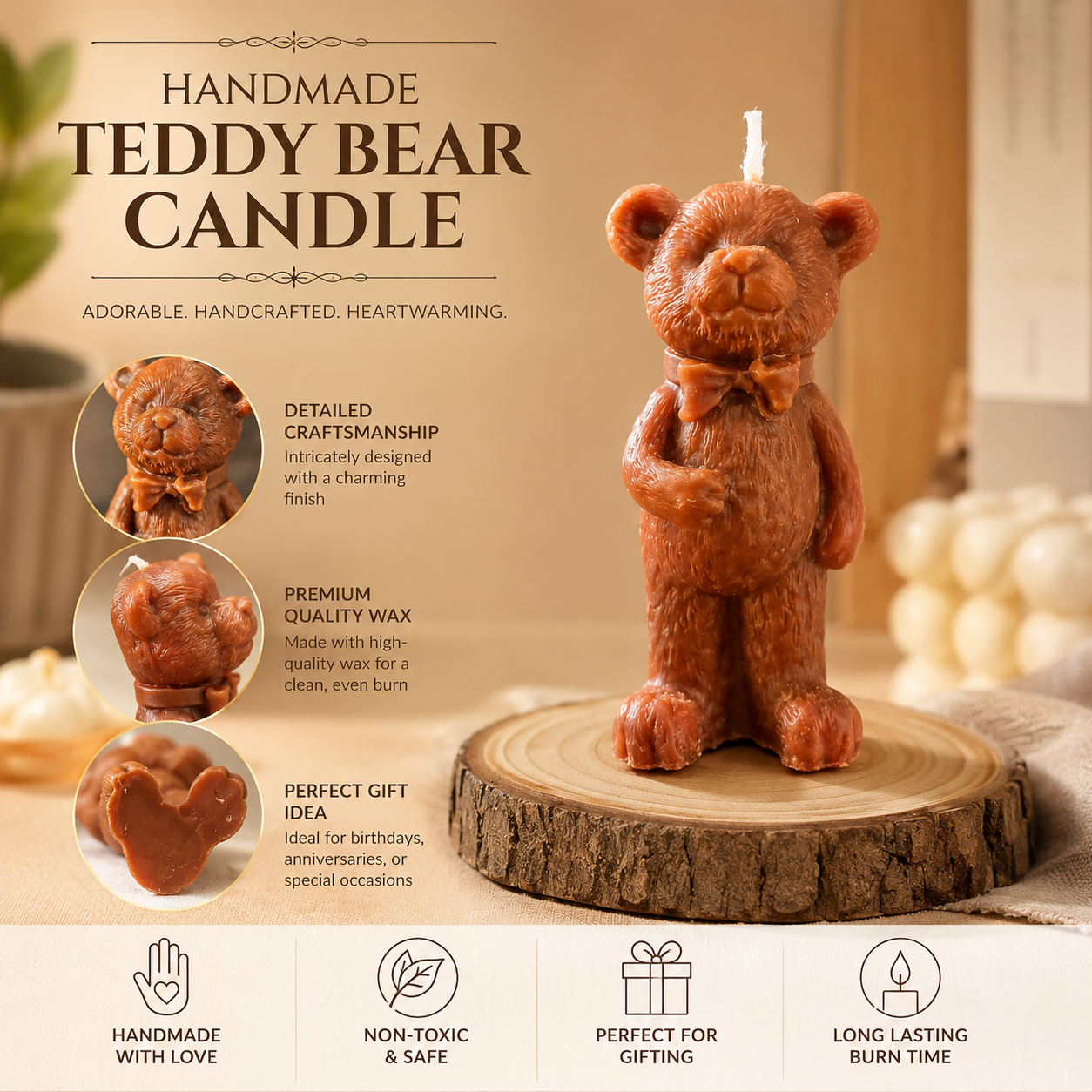 Handmade Teddy Bear Candle – Decorative Gift Candle